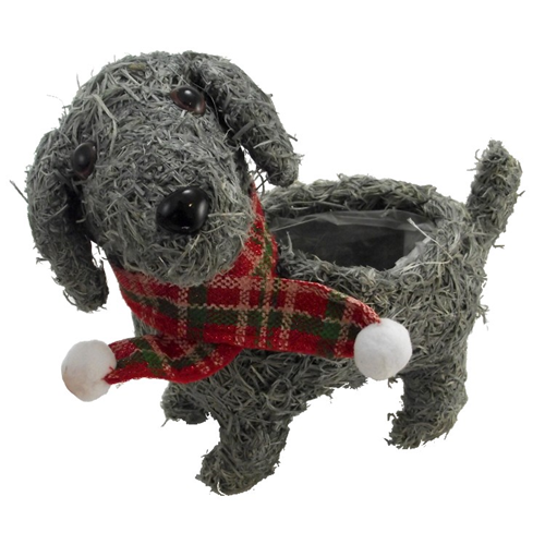 22cm Salim Dog Planter with Lining - Christmas Decoration Gift