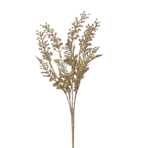 35cm Glittered Berry Bush Gold (XB2)