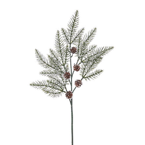 54cm Green Spruce Spray with Cones & Snow