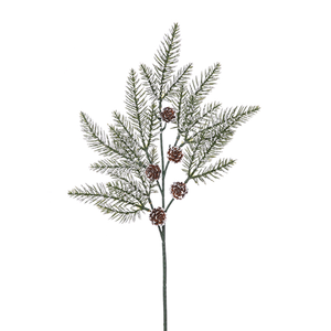 54cm Green Spruce Spray with Cones & Snow