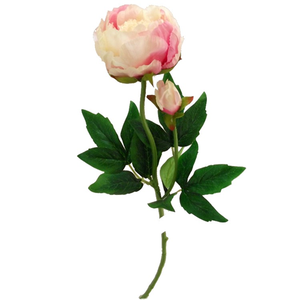 62cm Pink Peony Spray - Silk Artificial Single Stem Valentines