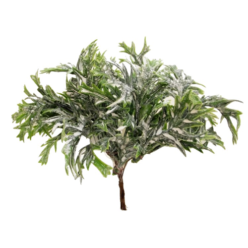 14cm Christmas Glittered Green Snowy Foliage Pick - Xmas Artificial Greenery (XB18)