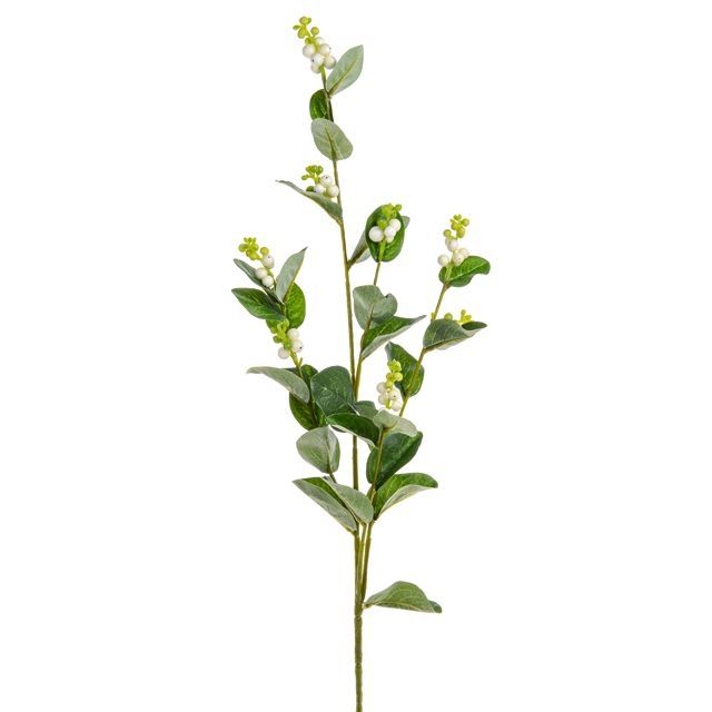 54cm Green White Snowberry Spray - Artificial Single Stem