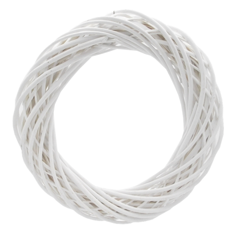 35cm White Rattan Wicker Wreath Ring