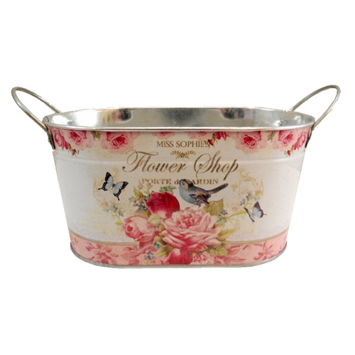 22 cm Metal Oval Planter with Ears Flower Shop Design