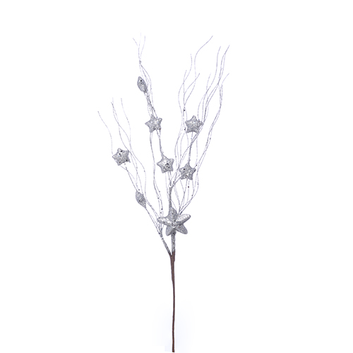 65cm Artificial Glittered Star Spray Silver - Christmas Decoration (XB16)