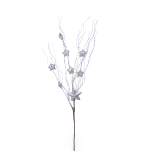 65cm Artificial Glittered Star Spray Silver - Christmas Decoration (XB16)