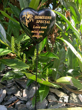 Load image into Gallery viewer, Black &amp; Gold Resin Memorial Lily Heart Stick Stake Graveside Spike Crematorium