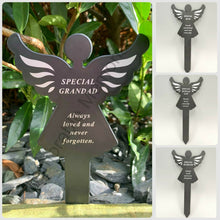 Load image into Gallery viewer, Black &amp; White Plastic Memorial Angel Cherub Stake Graveside Spike Crematorium