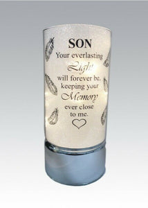 Memorial Light Up Tube - Thoughts Of You Feather Heart Verse Memory Remembrance