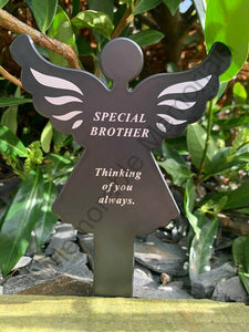 Black & White Plastic Memorial Angel Cherub Stake Graveside Spike Crematorium