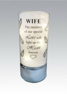 Memorial Light Up Tube - Thoughts Of You Feather Heart Verse Memory Remembrance