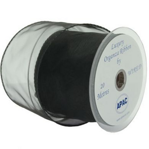 50mm Black Wired Edge Organza Ribbon