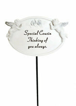 Load image into Gallery viewer, White &amp; Silver Twin Cherub Memorial Stick Remembrance Plaque Tribute Spike Stake