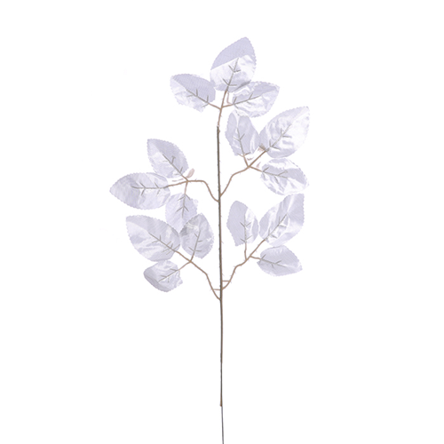 6pcs x 49cm Metallic Silver Rose Leaf Spray - 15 leaves Artificial Foliage