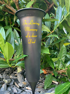 Memorial Plastic Black Flower Vase Grave Crem Spike Vase Pot Remembrance Tribute