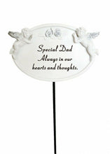 Load image into Gallery viewer, White &amp; Silver Twin Cherub Memorial Stick Remembrance Plaque Tribute Spike Stake