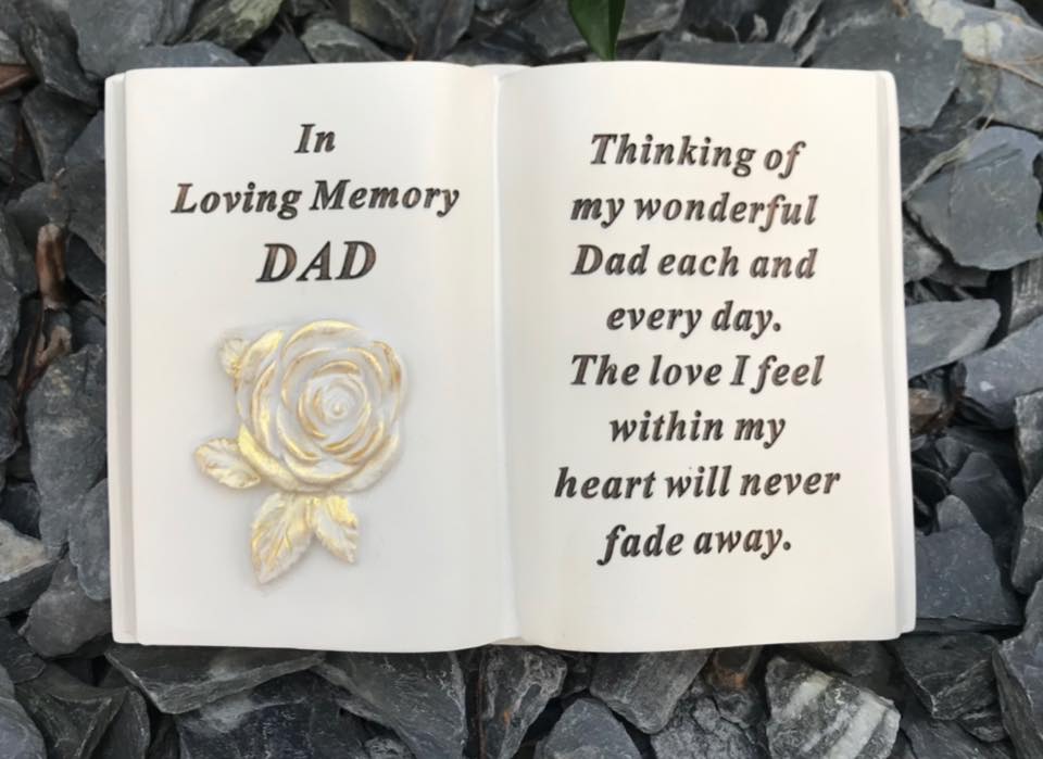 Memorial Cream Open Rose Book Graveside Plaque Garden Ornament Relatives Garden