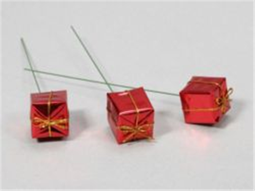 Pack of 72 - 12cm Red Foil Present Parcel Pick - Christmas Decoration