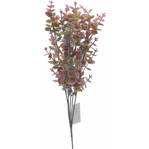 39cm Plastic Eucalyptus Spray Frosted Red/Green Foliage Greenery x 6pcs