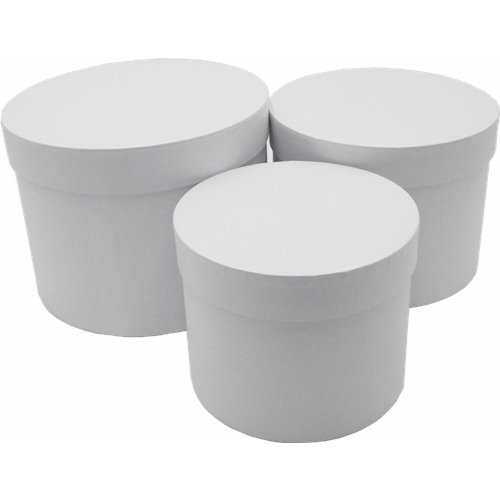 Set of 3 - Round White Pearl Hat Box Boxes - Storage Florist Home Gift –  Titleys Flowers / Direct Florist Supplies