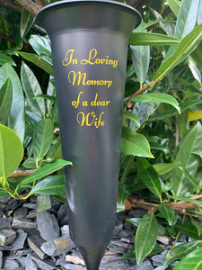 Memorial Plastic Black Flower Vase Grave Crem Spike Vase Pot Remembrance Tribute