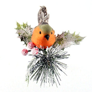 Robin Pick with Holly Spruce Berries - Christmas Artificial Xmas Wreath