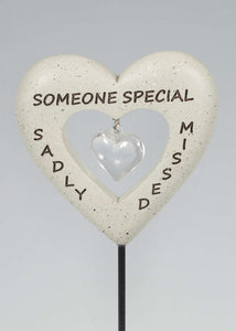 Memorial Diamante Heart Stick Spike Stake Tribute Graveside Remembrance Garden