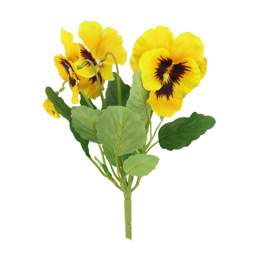 29cm Artificial Yellow Pansy Bush