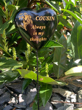 Load image into Gallery viewer, Black &amp; Gold Resin Memorial Lily Heart Stick Stake Graveside Spike Crematorium