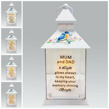 Load image into Gallery viewer, Memorial Light Up Lantern -  Bird Floral Candle Graveside Memory Remembrance