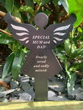 Load image into Gallery viewer, Black &amp; White Plastic Memorial Angel Cherub Stake Graveside Spike Crematorium