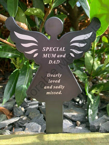 Black & White Plastic Memorial Angel Cherub Stake Graveside Spike Crematorium