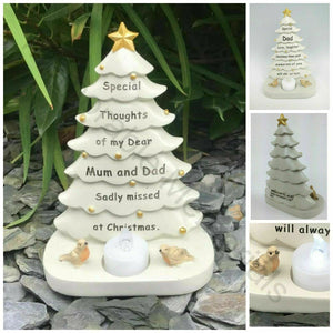 Memorial Christmas Tree Plaque Robin Decoration Xmas Tribute Tea Light Graveside