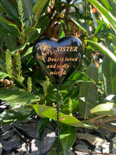 Load image into Gallery viewer, Black &amp; Gold Resin Memorial Lily Heart Stick Stake Graveside Spike Crematorium