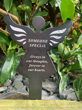 Load image into Gallery viewer, Black &amp; White Plastic Memorial Angel Cherub Stake Graveside Spike Crematorium