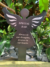 Load image into Gallery viewer, Black &amp; White Plastic Memorial Angel Cherub Stake Graveside Spike Crematorium