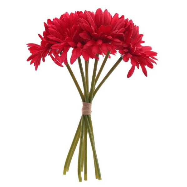 26 cm Artificial Gerbera bunch Red x 7 Flowers