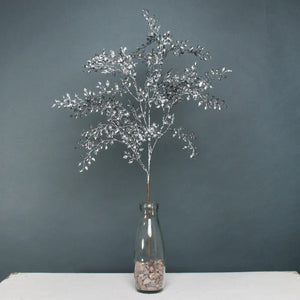 70cm Glitter Mini Leaf Spray Pewter Branch - Christmas Xmas Artificial Greenery (XB16)