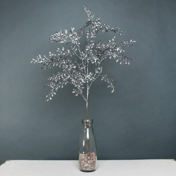 70cm Glitter Mini Leaf Spray Pewter Branch - Christmas Xmas Artificial Greenery (XB16)