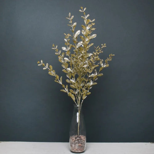 57cm Large Gold Glitter Boxwood Spray - Christmas Xmas Artificial Greenery (XB2)