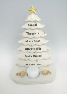 Memorial Christmas Tree Plaque Robin Decoration Xmas Tribute Tea Light Graveside