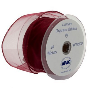 50mm Burgundy Wired Edge Organza Ribbon