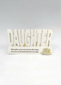 Gold Plinth Memorial Letters- Rose Flower - Remembrance Graveside Plaque Tribute