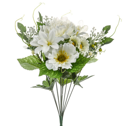 44cm Large Artificial Flora Peony Daisy Bush Cream