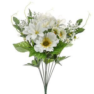 44cm Large Artificial Flora Peony Daisy Bush Cream