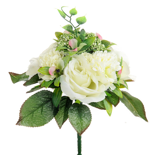 26 cm Flora Rose Carnation Bush Ivory