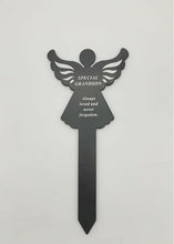 Load image into Gallery viewer, Black &amp; White Plastic Memorial Angel Cherub Stake Graveside Spike Crematorium
