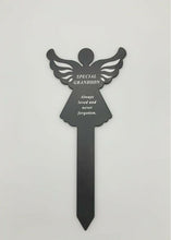 Load image into Gallery viewer, Black &amp; White Plastic Memorial Angel Cherub Stake Graveside Spike Crematorium