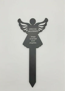 Black & White Plastic Memorial Angel Cherub Stake Graveside Spike Crematorium